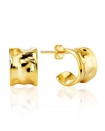 Chunky Gold Plated Silver Hoop Earrings The Liquid, image 