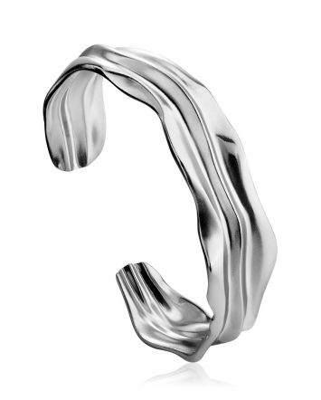 Textured Silver Cuff Bracelet The Liquid, image 