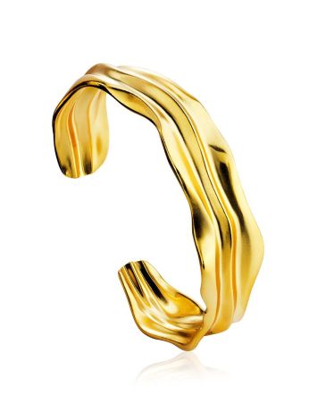 Chic Gold Plated Silver Cuff Bracelet The Liquid, image 