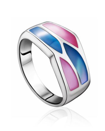 Chic Two Tone Nacre Ring, Ring Size: 6.5 / 17, image 