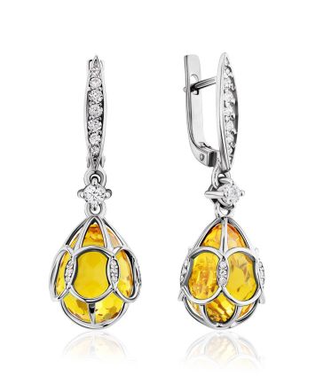 Fabulous Egg Shaped Silver Citrine Dangles The Romanov, image 