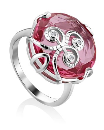 Lustrous Pinkish Crystal Ring, Ring Size: 6 / 16.5, image 