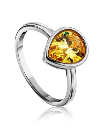 Lustrous Yellow Crystal Ring, Ring Size: 8 / 18, image 