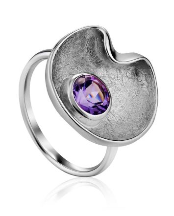 Chic Silver Amethyst Ring, Ring Size: 9.5 / 19.5, image 