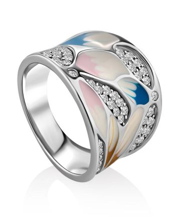 Chic Pastel Color Enamel Ring, Ring Size: 6 / 16.5, image 