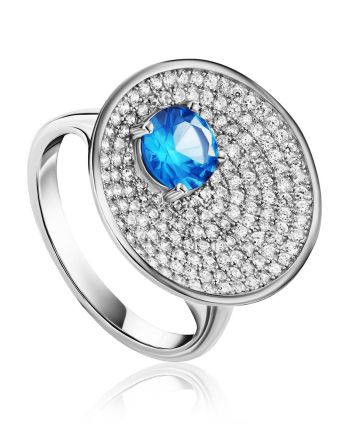 Stunning Silver Crystal Ring, Ring Size: 8.5 / 18.5, image 
