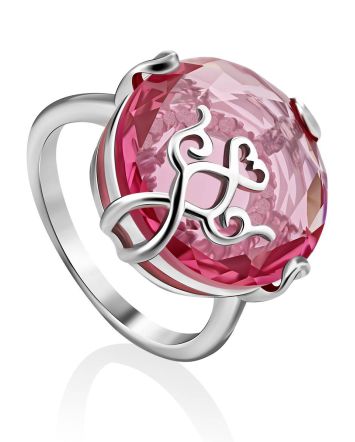 Dazzling Pink Crystal Ring, Ring Size: 6.5 / 17, image 