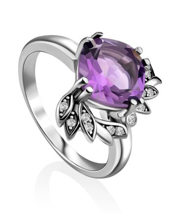 Chic Silver Amethyst Ring, Ring Size: 6.5 / 17, image 