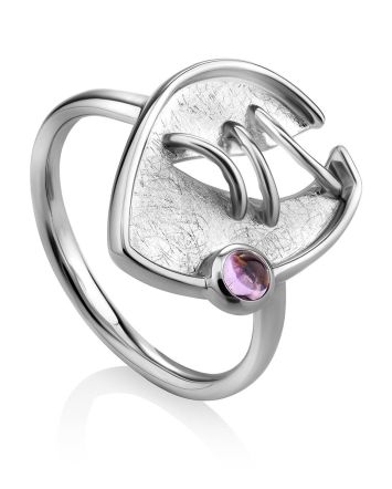 Designer Silver Amethyst Ring, Ring Size: 8.5 / 18.5, image 