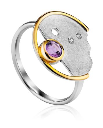 Fashionable Silver Amethyst Ring, Ring Size: 9 / 19, image 