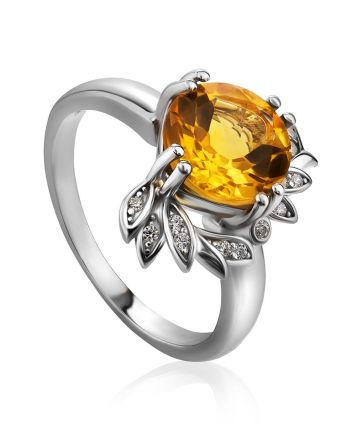 Luminous Silver Citrine Ring, Ring Size: 6.5 / 17, image 