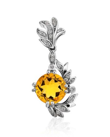 Lustrous  Silver Citrine Pendant, image 