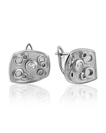 Abstract Design Silver Crystal Earrings, image 