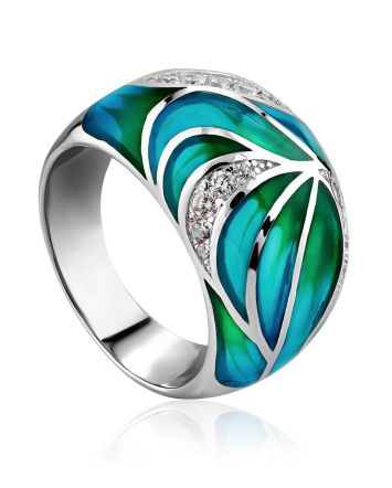Art Deco Style Silver Enamel Ring, Ring Size: 7 / 17.5, image 