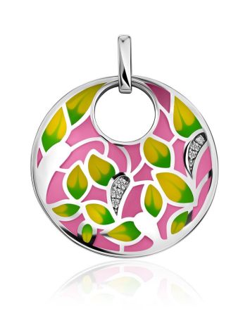 Amazing Silver Enamel Pendant With Crystals, image 