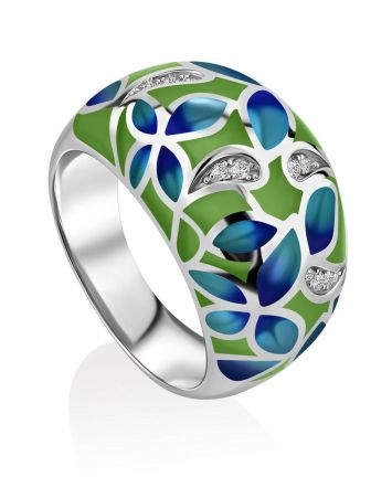 Mix Color Enamel Floral Ring, Ring Size: 8 / 18, image 