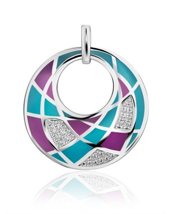 Chic Round Pendant With Mix Color Enamel, image 