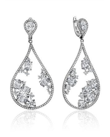 Fabulous Drop Shaped Silver Crystal Dangles, image 