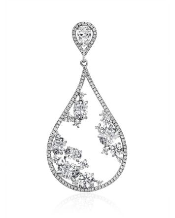 Shimmering Drop Shaped Silver Crystal Pendant, image 