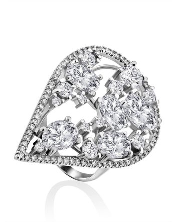 Shimmering Crystal Cocktail Ring, Ring Size: 7 / 17.5, image 