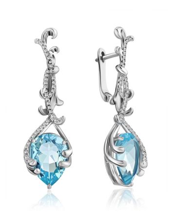 Fabulous Silver Topaz Dangle Earrings, image 