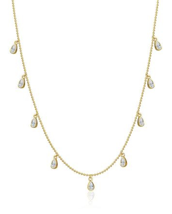 Trendy Gilded Silver Collar Necklace With Crystals, image 