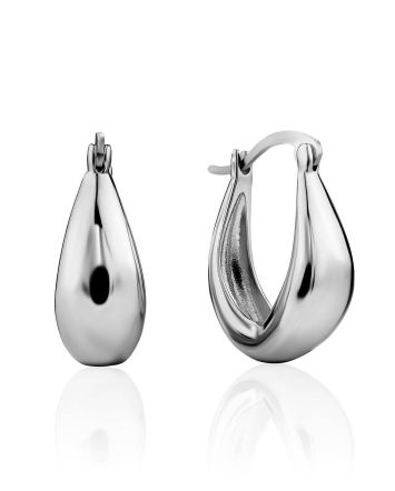 Trendy Silver Hoop Earrings The Liquid, image 