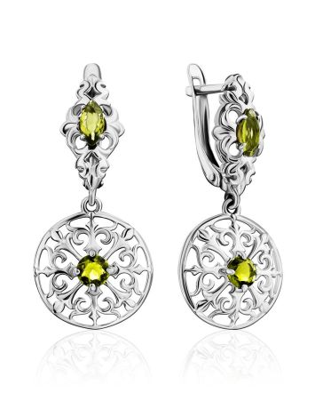 Ornate Silver Tourmaline Dangles, image 
