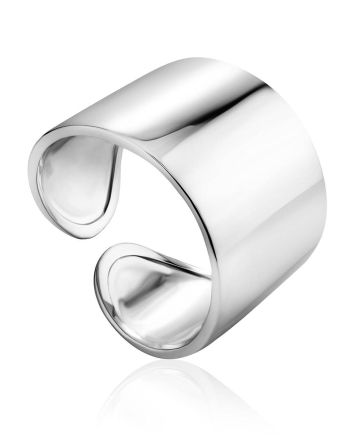 Bold Silver Stoneless Ring The ICONIC, Ring Size: Adjustable, image 