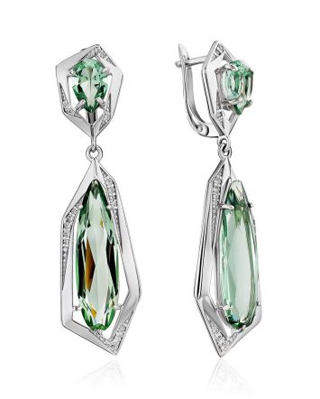 Amazing Prasiolite Dangle Earrings, image 