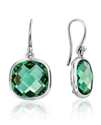Bold Silver Prasiolite Drop Earrings, image 