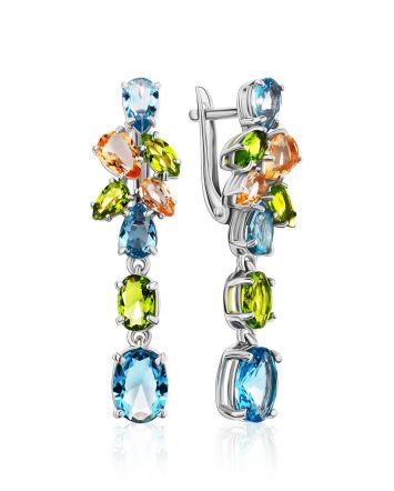 Lustrous Silver Dangles With Topaz And Morganite, image 