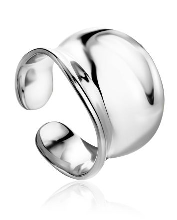 Elegant Statement Silver Ring The Liquid, Ring Size: Adjustable, image 