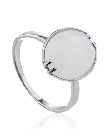 Silver Moon Stone Ring, Ring Size: 9 / 19, image 