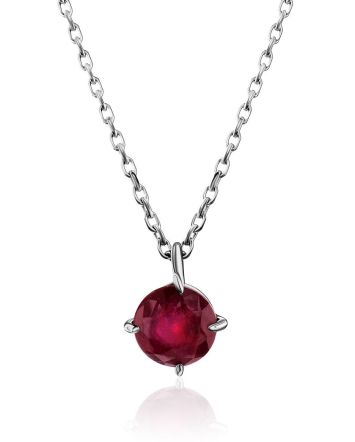 Simplistic Design Silver Ruby Necklace, image 