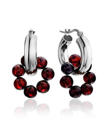 Boho Chic Silver Amber Hoops The Palazzo, image 