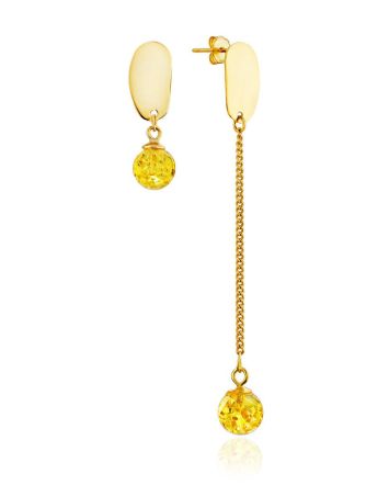 Mismatched Gilded Silver Chain Earrings With Amber The Palazzo, image 