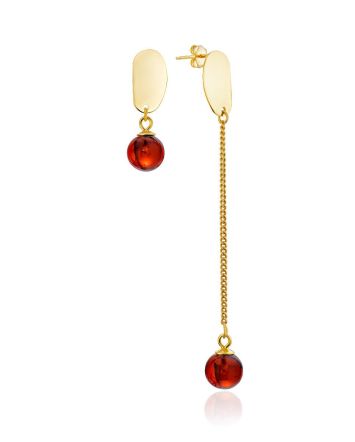 Mismatched Gold-Plated Silver Earrings With Natural Amber The Palazzo, image 