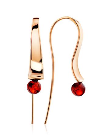 Designer Gilded Silver Fish Hook Earrings With Amber The Palazzo, image 