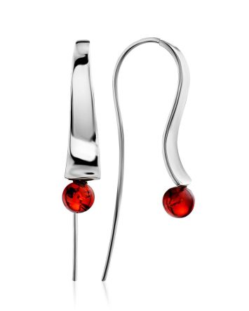 Stunning Silver Hook Earrings With Amber The Palazzo, image 