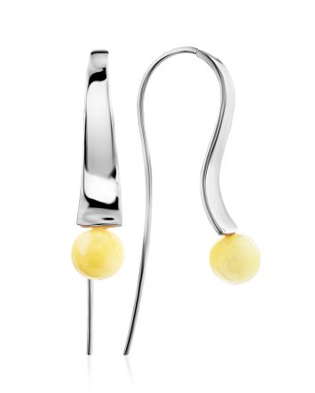 Extraordinary Silver Amber Hook Earrings The Palazzo, image 