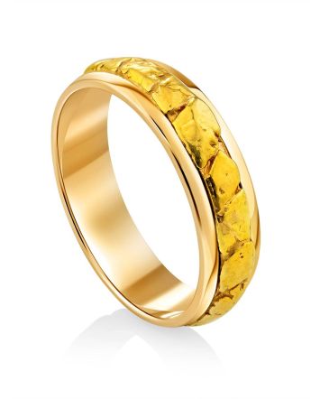 Wedding Band Ring With 24K Gold Finish The Nugget, Ring Size: 6.5 / 17, image 