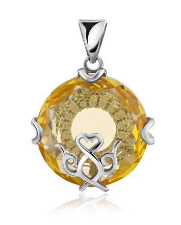 Lustrous Yellow Crystal Pendant, image 