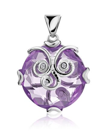 Silver Pendant With Dazzling Violet Crystal, image 