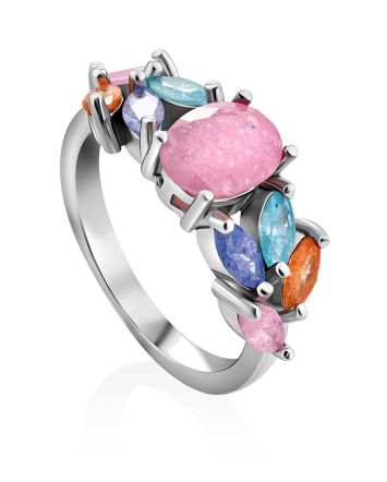 Chic Multicolor Sugar Quartz Ring, Ring Size: 7 / 17.5, image 