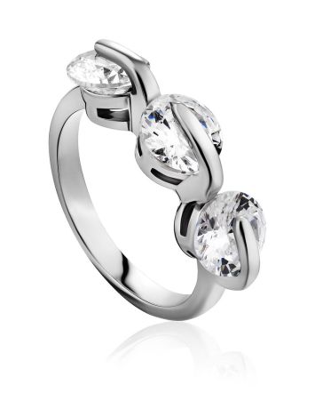Chic Silver Crystal Ring, Ring Size: 6 / 16.5, image 