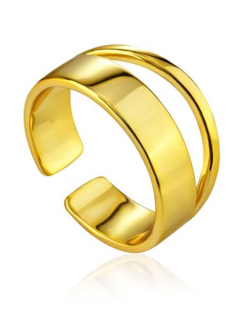 Trendy Gilded Silver Double Shank Ring The Liquid, Ring Size: Adjustable, image 