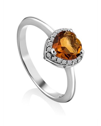 Crystal Heart Detail Ring, Ring Size: 6.5 / 17, image 