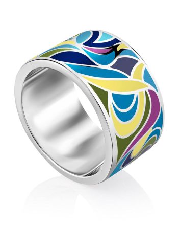 Multicolor Enamel Band Ring, Ring Size: 9 / 19, image 