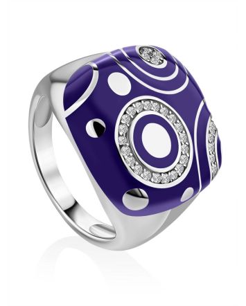 Fabulous Purple Enamel Signet Ring, Ring Size: 8 / 18, image 